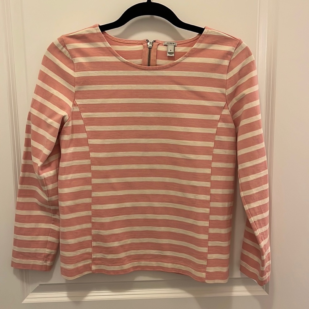 J.Crew pink and cream striped top